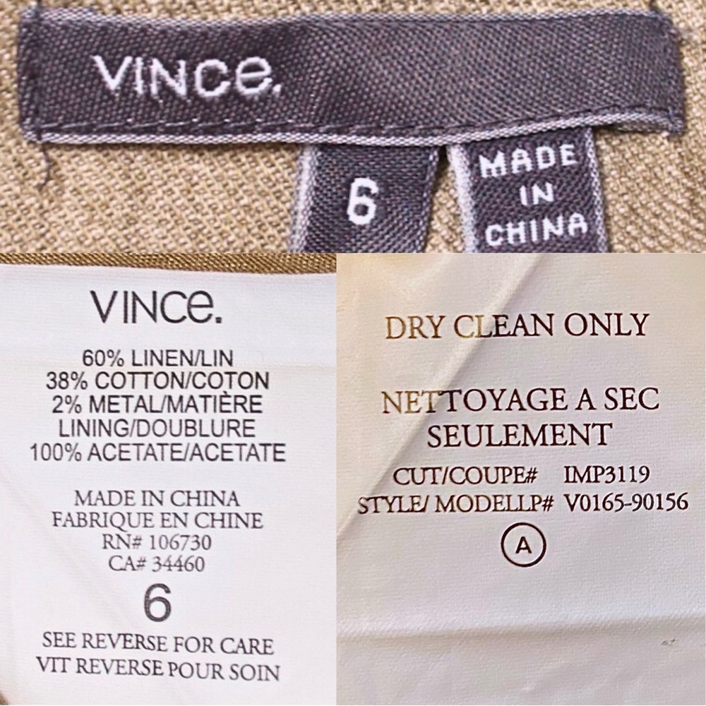 Vince Linen Blend Blazer Women’s Size 6 Beige Tailored Jacket - Picture 7 of 11